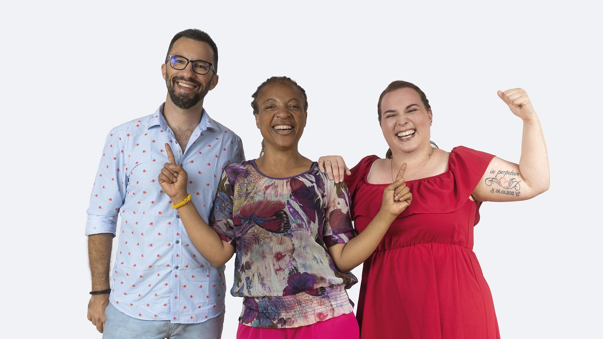 3 Menschen hochmotiviert 