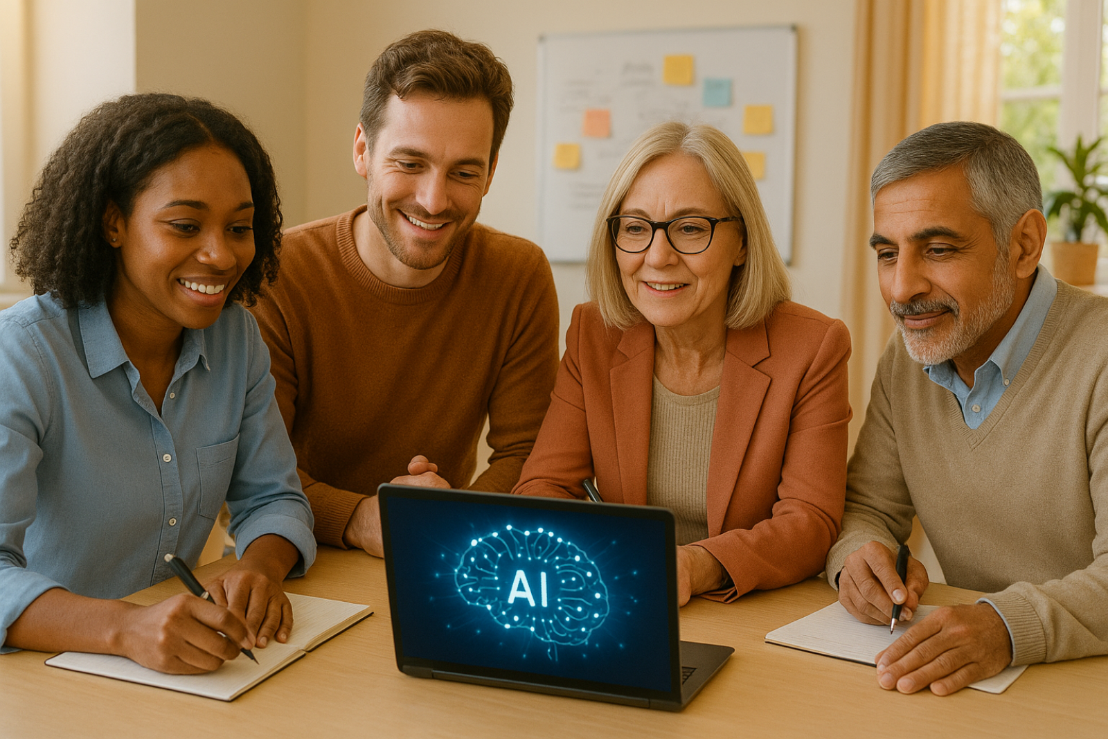 Mehrere Menschen vor einem Laptop