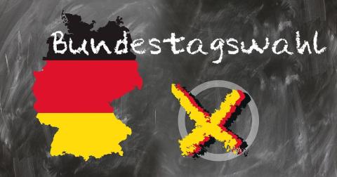 Karte von Deutschland mit Bundestagswahl und Kreuz