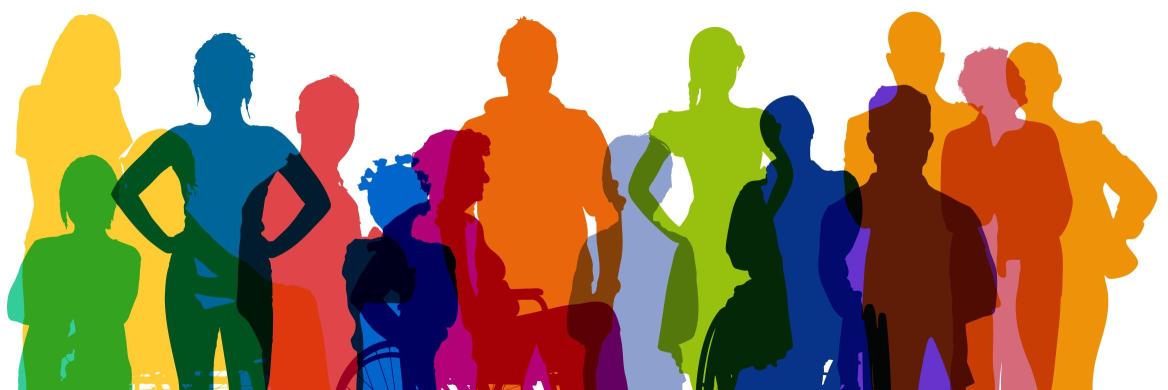 Wir gestalten Gesellschaft Bunte diverse Menschen als Grafik