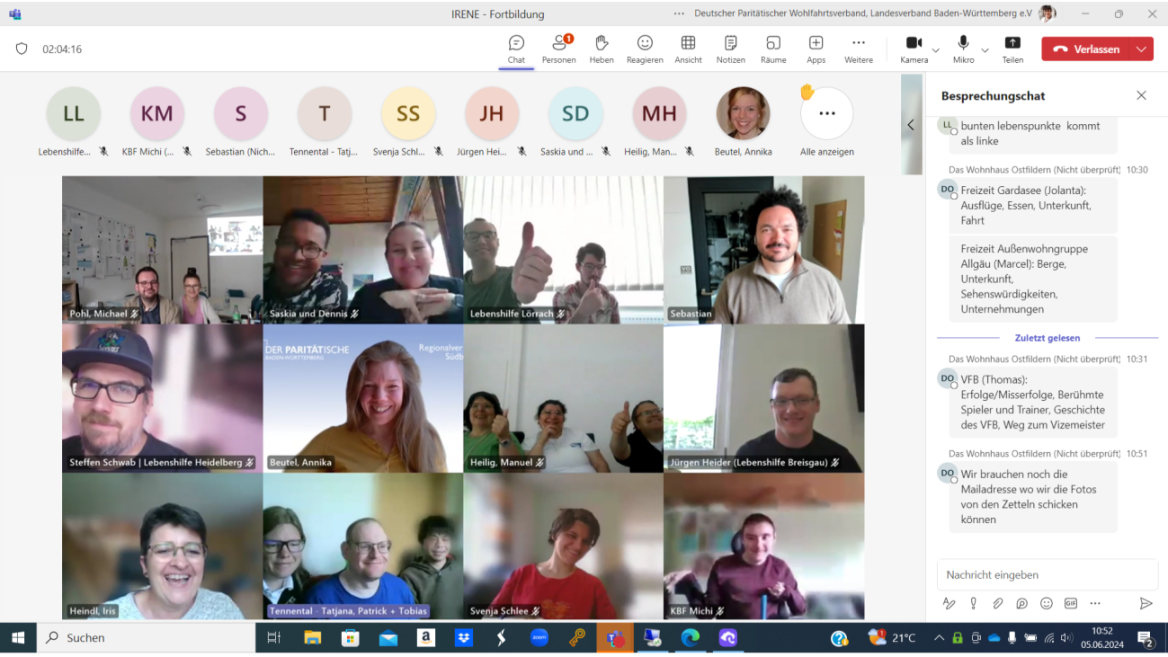 IRENE Teilnehmer*innen bei einer Online-Fortbildung