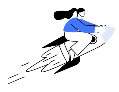 Grafik von Person auf einer Rakete