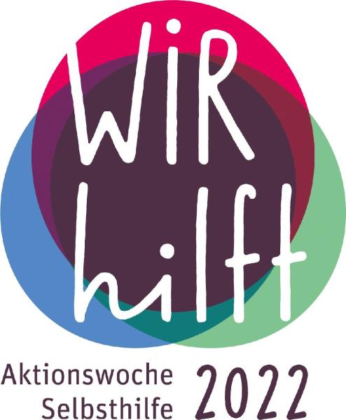 Bunte Kreise mit Text Wir hilft