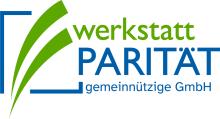 Logo der Werkstatt PARITÄT gemeinnützige GmbH in den Farben der Werkstatt, grün und blau.