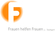 Logo des Vereins Frauen helfen Frauen e.V. Stuttgart: ein weißes F vor orangenem, rundem Hintergrund