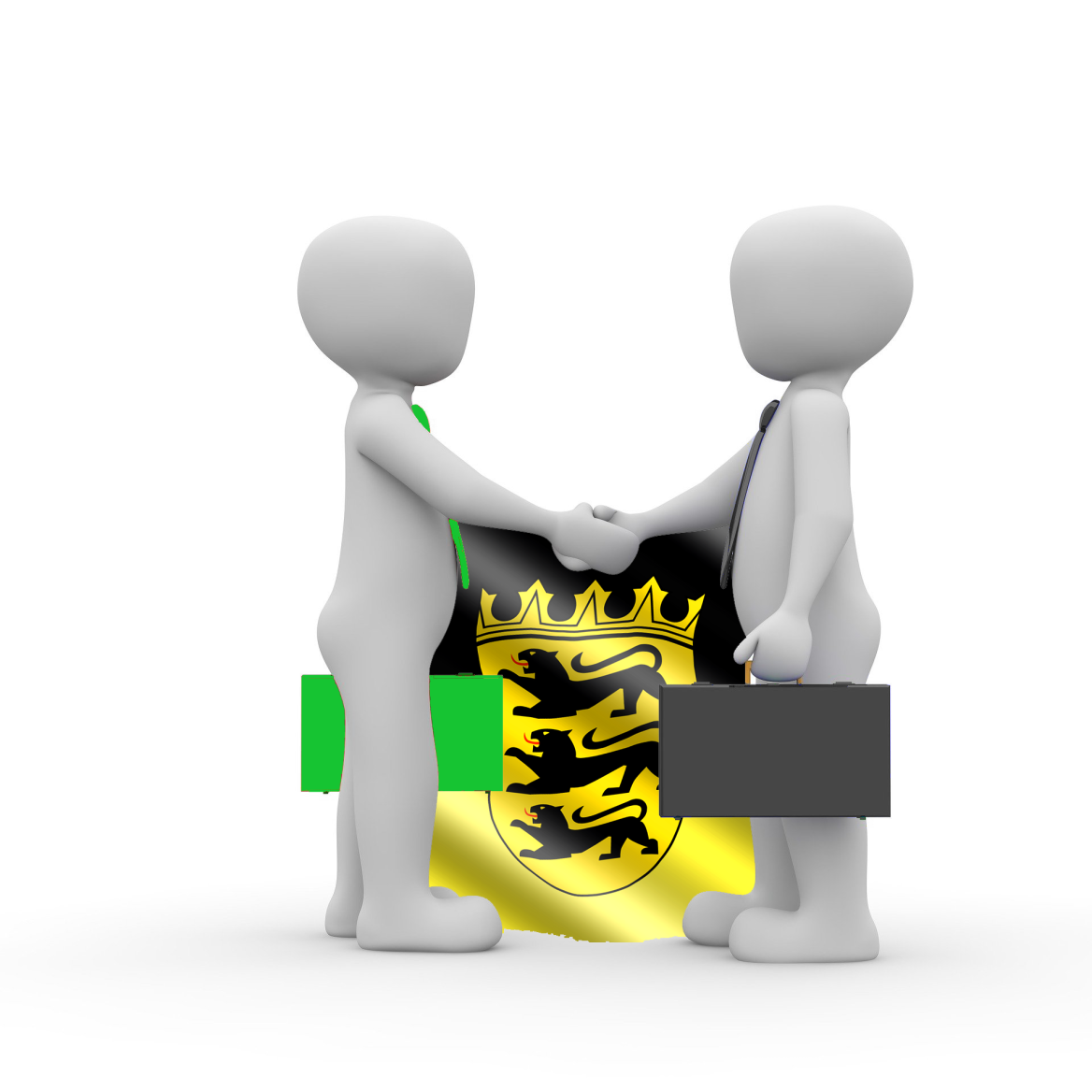 Zwei M&auml;nnchen mit Fahne