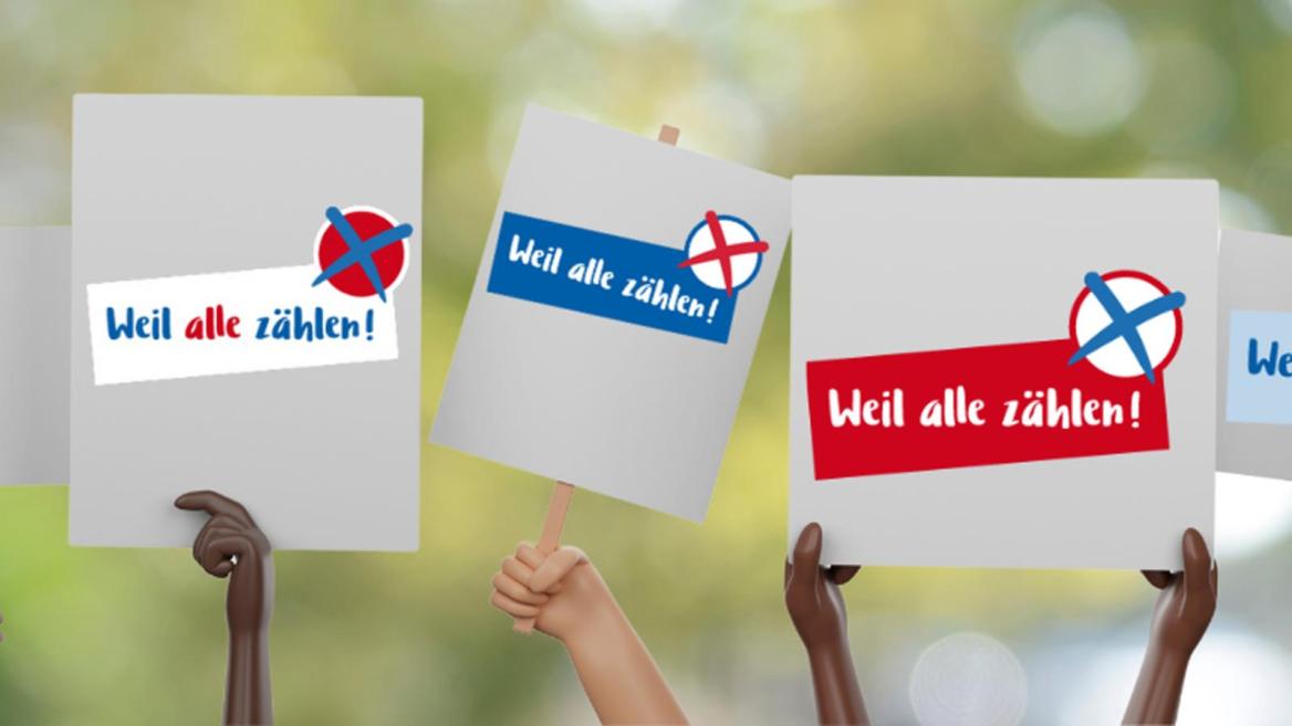 Schilder mit Weil alle z&auml;hlen