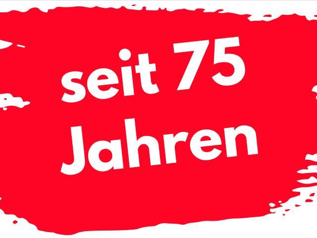 wei&szlig;e Schrift auf rotem Grund