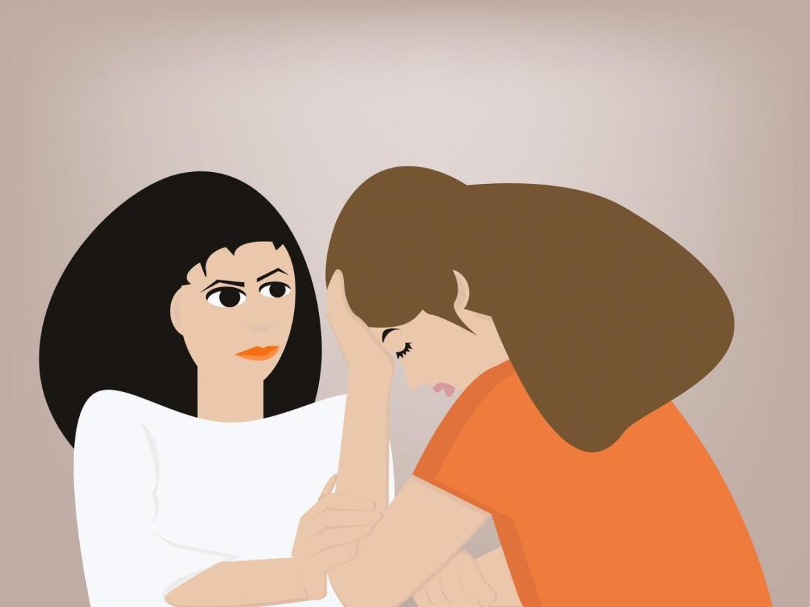 zwei Frauen mit scharzem und braunem Haar