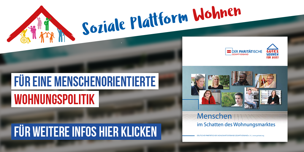 Hochhausfront verschwommen mit Titelbild eder Brosch&uuml;re Wohnen