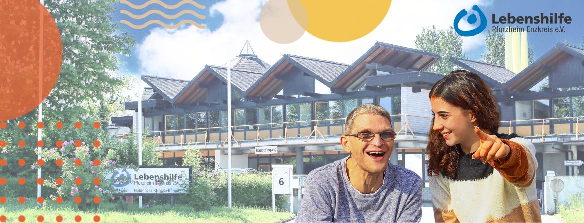 Zwei Menschen vor der Lebenshilfe Pforzheim