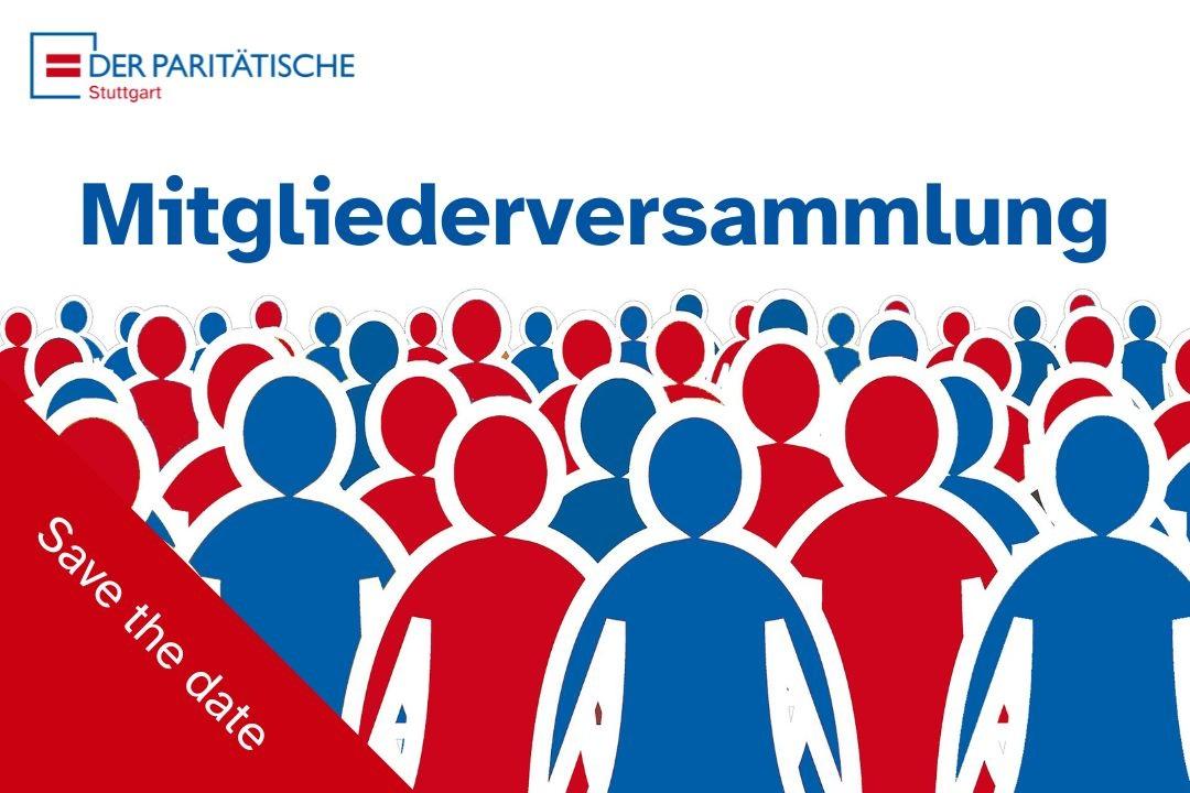 Illustration mit roten und blauen Personen, die sich versammeln